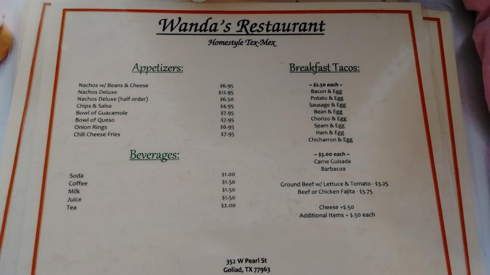 Wanda's Restaurant Menu image 1